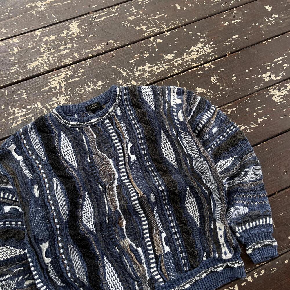 (S) Vintage 90s Y2K Coogi Style 3D Textured Knit Sweater - Picture 2 of 5